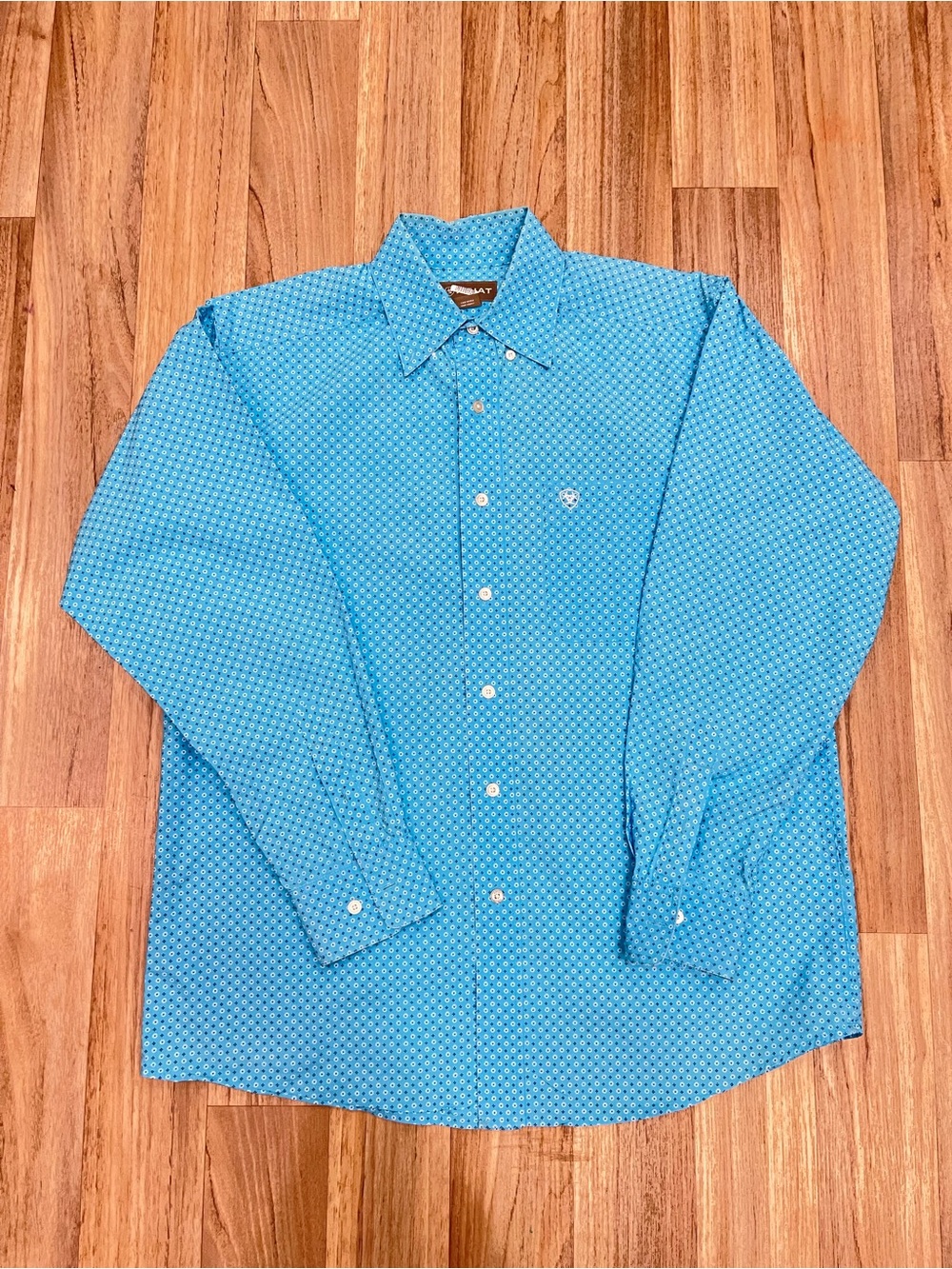 Ariat Men's Turquoise Micro-Pattern Button-Up Shirt Size Med
